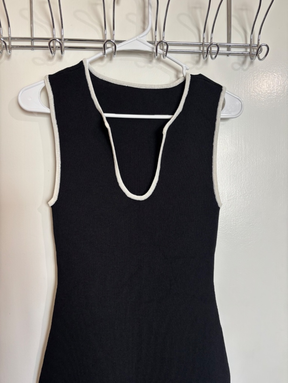 Vintage Black Ribbed Midi Dress Size L